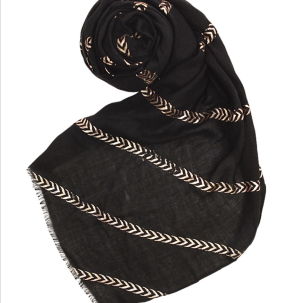 Printed Villiage Metallic Chevron Stripe Scarf